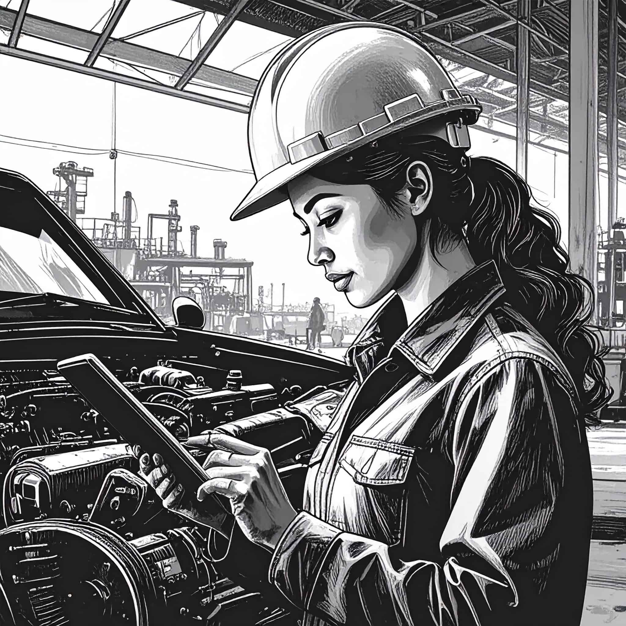 industrial-worker-with-hard-hat-on-examining-a-car-engine